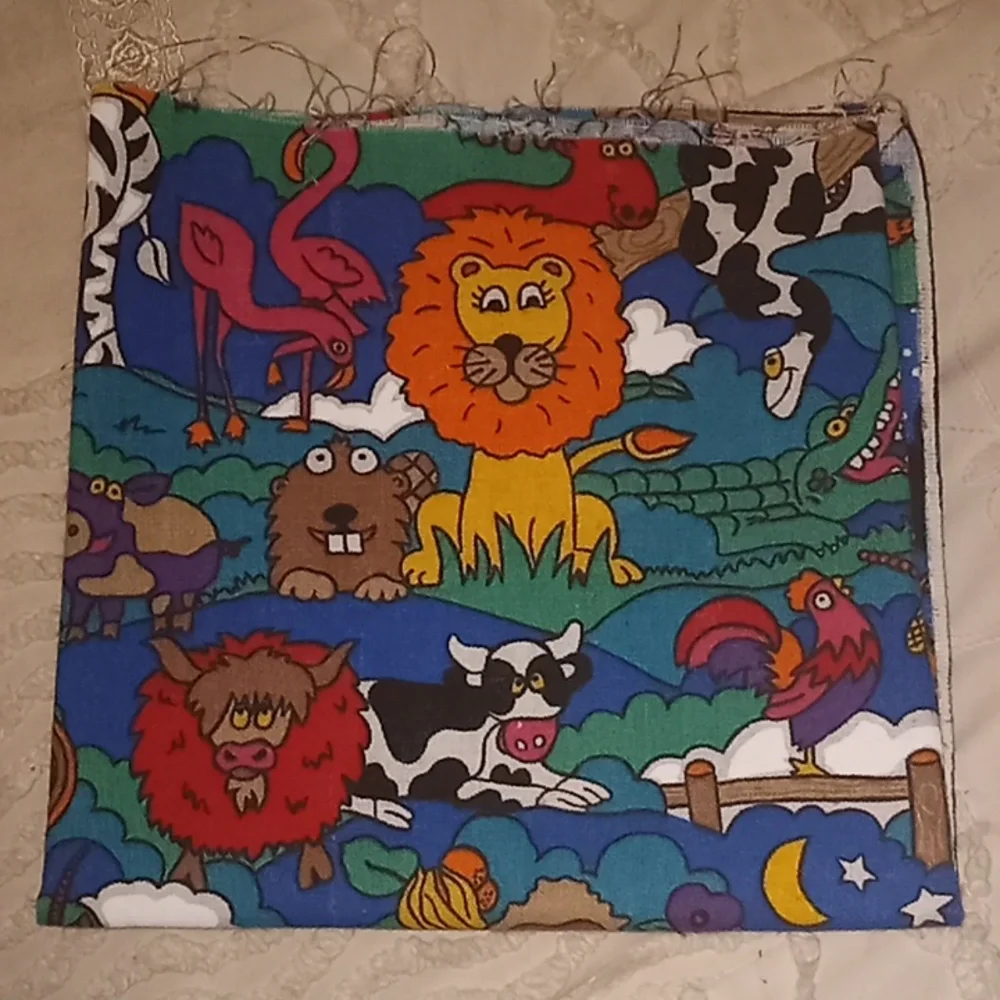Extra Left Over Fabric Animal Print Noah's Ark Fabric Craft Curtain 44